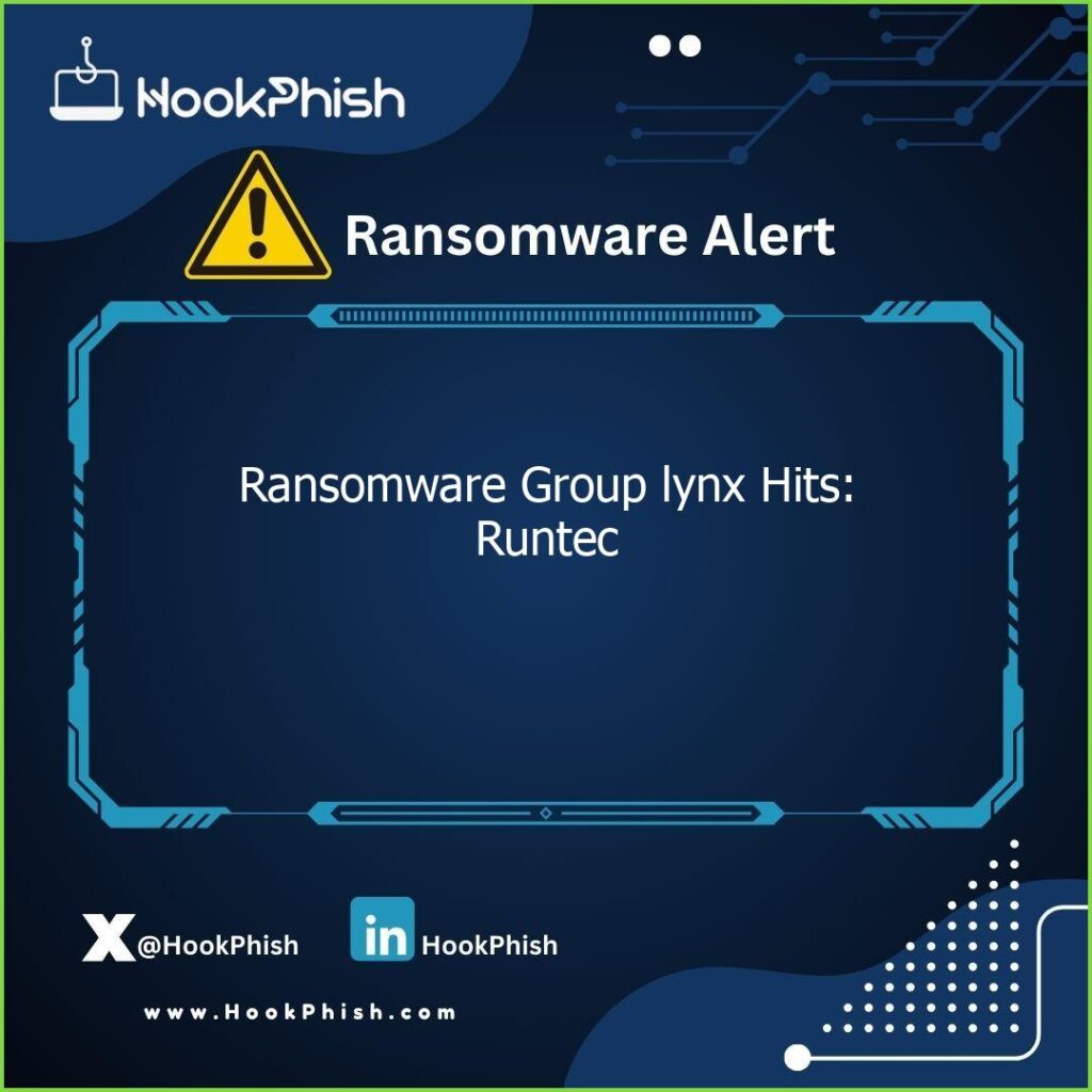 hookphish post ransomware group lynx hits runtec